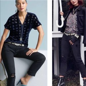 Cabi 3387 Black Slim Boyfriend Distressed Jeans